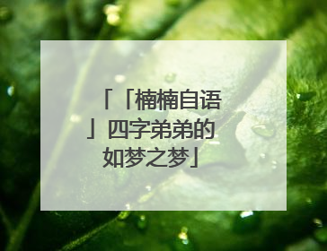 「楠楠自语」四字弟弟的如梦之梦
