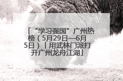 “学习强国”广州热榜（5月29日—6月5日）丨用武林门派打开广州龙舟江湖