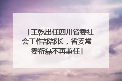 王乾出任四川省委社会工作部部长，省委常委靳磊不再兼任