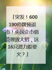 突发！600190停牌预退市！央国企市值管理放大招，这16只潜力股要火？