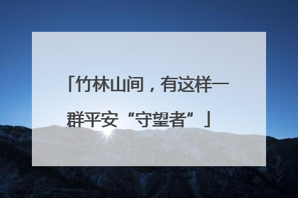 竹林山间，有这样一群平安“守望者”