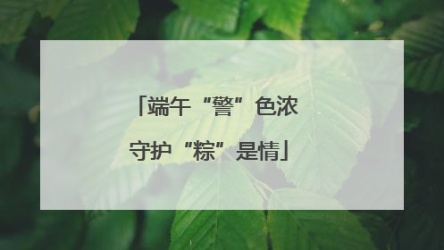 端午“警”色浓 守护“粽”是情