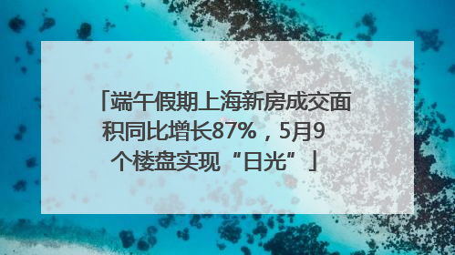 端午假期上海新房成交面积同比增长87%，5月9个楼盘实现“日光”