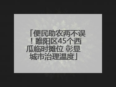 便民助农两不误！睢阳区45个西瓜临时摊位 彰显城市治理温度