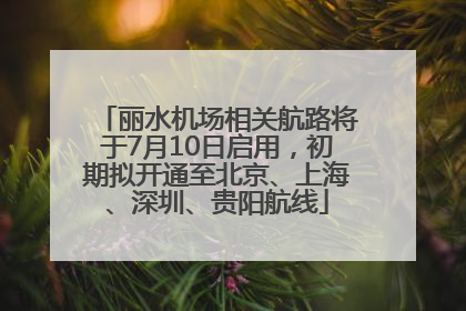 丽水机场相关航路将于7月10日启用，初期拟开通至北京、上海、深圳、贵阳航线