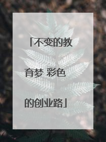 不变的教育梦 彩色的创业路