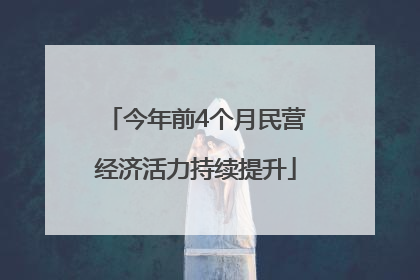 今年前4个月民营经济活力持续提升