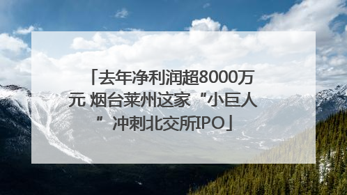 去年净利润超8000万元 烟台莱州这家“小巨人”冲刺北交所IPO