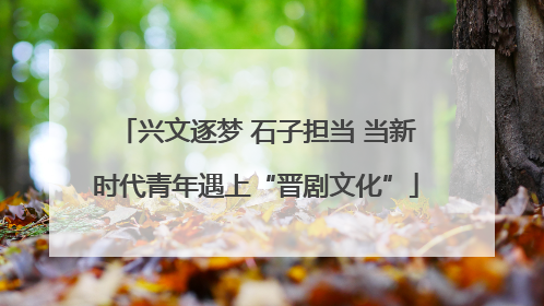 兴文逐梦 石子担当 当新时代青年遇上“晋剧文化”