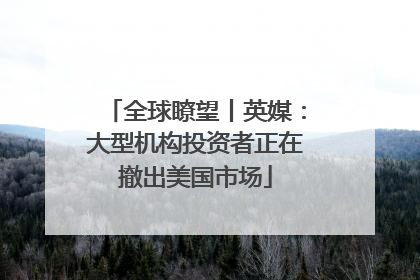 全球瞭望丨英媒：大型机构投资者正在撤出美国市场