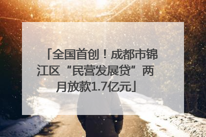 全国首创！成都市锦江区“民营发展贷”两月放款1.7亿元