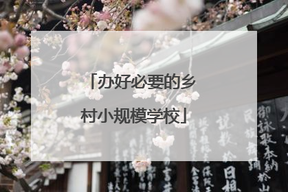 办好必要的乡村小规模学校