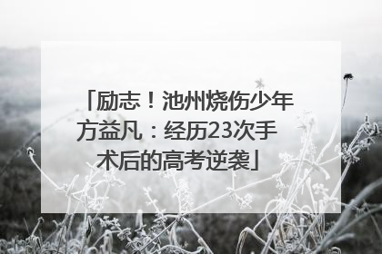 励志！池州烧伤少年方益凡：经历23次手术后的高考逆袭