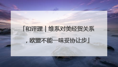 和评理｜维系对美经贸关系，欧盟不能一味妥协让步