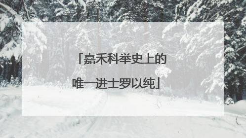 嘉禾科举史上的唯一进士罗以纯