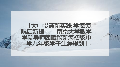 大中贯通新实践 学海领航启新程——南京大学数学学院导师团赋能新海初级中学九年级学子生涯规划