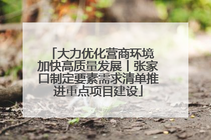 大力优化营商环境 加快高质量发展丨张家口制定要素需求清单推进重点项目建设