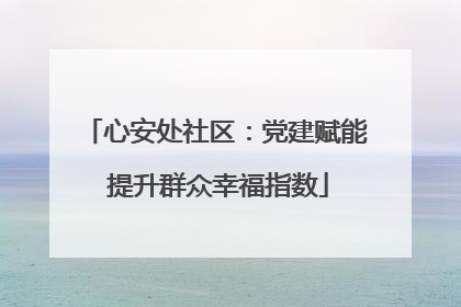 心安处社区：党建赋能 提升群众幸福指数