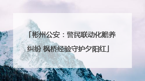 彬州公安：警民联动化赡养纠纷 枫桥经验守护夕阳红