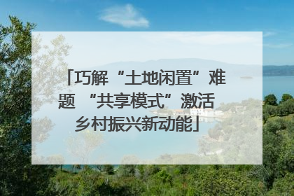 巧解“土地闲置”难题 “共享模式”激活乡村振兴新动能