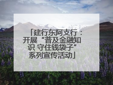 建行东阿支行：开展“普及金融知识 守住钱袋子”系列宣传活动