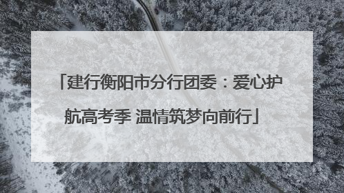 建行衡阳市分行团委：爱心护航高考季 温情筑梦向前行