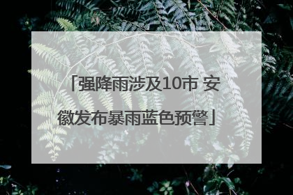 强降雨涉及10市 安徽发布暴雨蓝色预警