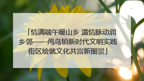 情满端午暖山乡 温情脉动润乡邻——鸬鸟镇新时代文明实践街区绘就文化共富新图景
