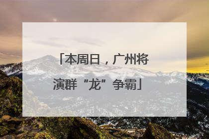 本周日，广州将演群“龙”争霸