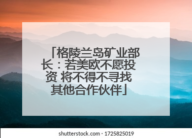 格陵兰岛矿业部长：若美欧不愿投资 将不得不寻找其他合作伙伴
