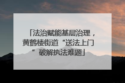 法治赋能基层治理，黄鹤楼街道“送法上门”破解执法难题