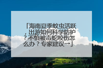 海南夏季蚊虫活跃，出游如何科学防护？不慎被毒蛇咬伤怎么办？专家建议→