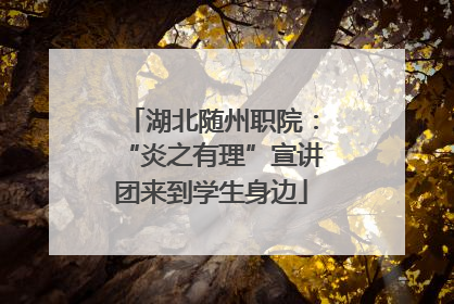 湖北随州职院：“炎之有理”宣讲团来到学生身边