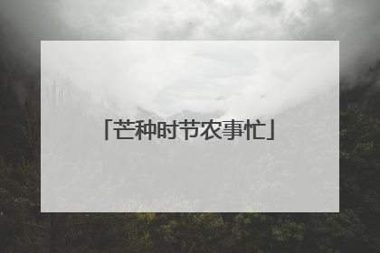 芒种时节农事忙