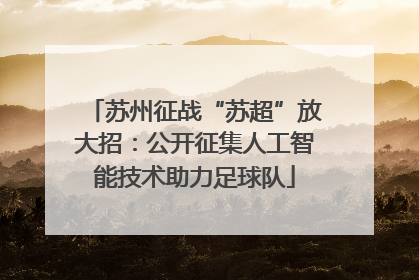 苏州征战“苏超”放大招：公开征集人工智能技术助力足球队