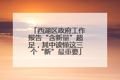 西湖区政府工作报告“含新量”超足，其中读懂这三个“新”最重要