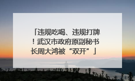违规吃喝、违规打牌！武汉市政府原副秘书长周大鸿被“双开”