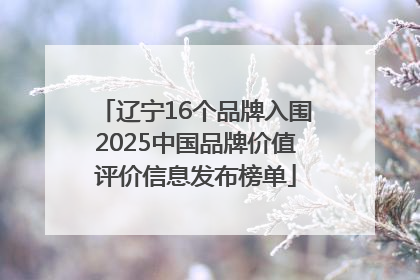辽宁16个品牌入围2025中国品牌价值评价信息发布榜单