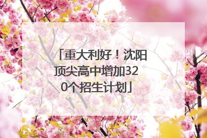 重大利好！沈阳顶尖高中增加320个招生计划