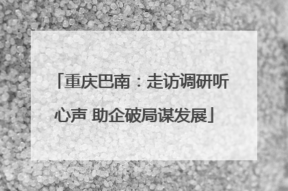 重庆巴南：走访调研听心声 助企破局谋发展