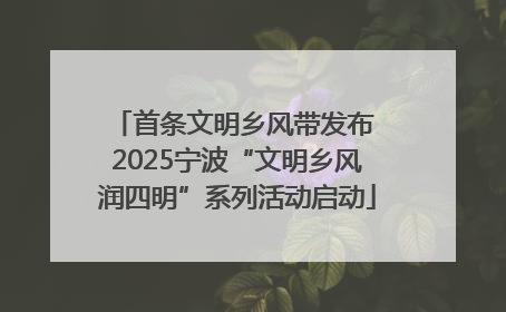 首条文明乡风带发布 2025宁波“文明乡风润四明”系列活动启动